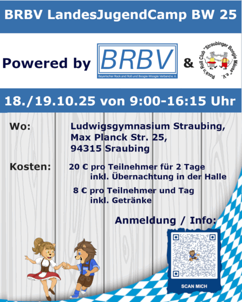 Ausschreibung LandesJugendCamp 2025 mit QR zur Anmeldung